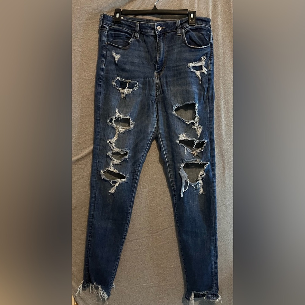 Distressed Blue Jeans